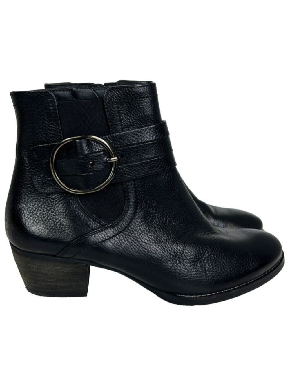 Paul Green Black Ankle Booties Heeled Buckle Boots Classic Leather UK 5.5 US 8